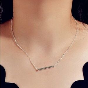 Silver Bar Charm Necklace